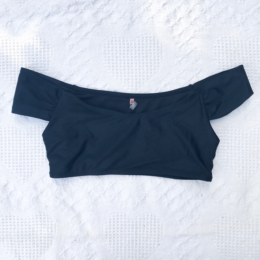 Off the shoulder black swimsuit top